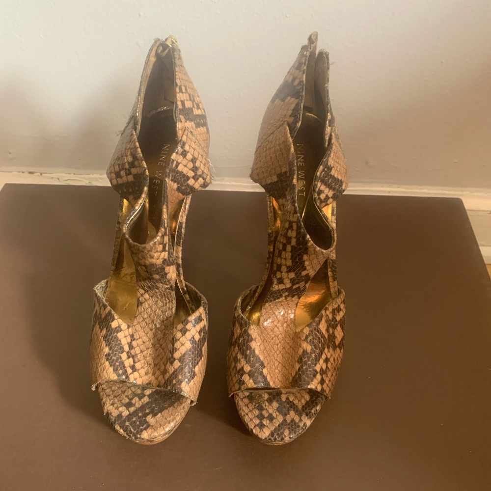 Nine West snake print heels